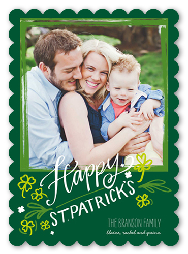 Fabulous Frame St. Patrick's Day Card, Green, Pearl Shimmer Cardstock, Scallop