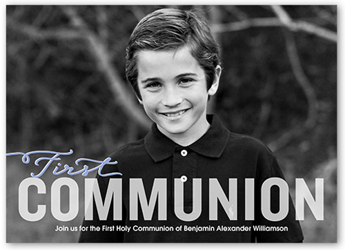 Bold Type Boy Communion Invitation, Purple, Pearl Shimmer Cardstock, Square