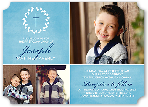 Simple Immersion Boy Communion Invitation, Blue, Matte, Signature Smooth Cardstock, Ticket