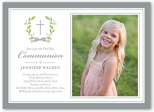 Simple Purification Communion Invitation, Grey, Luxe Double-Thick Cardstock, Square, Silver