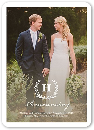 Announcing Matrimony Wedding Announcement, Beige, Pearl Shimmer Cardstock, Rounded