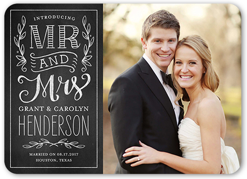 Fun Chalkboard Type Wedding Announcement, Black, Matte, Signature Smooth Cardstock, Rounded