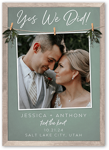 Capture Yes Wedding Announcement, Green, 5x7 Flat, 100% Recycled Cardstock ?, Square