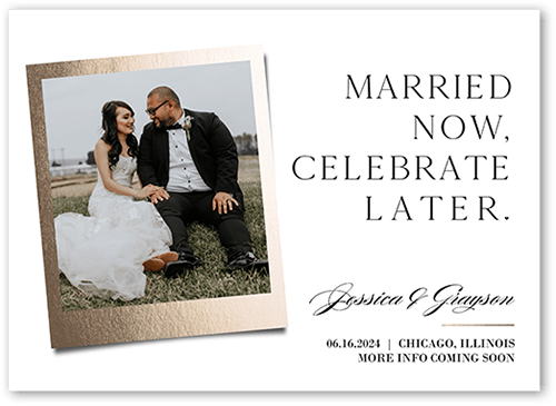 Married Now Wedding Announcement, Square Corners