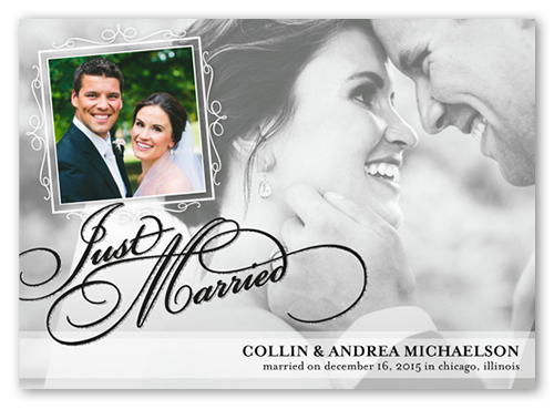 That Perfect Moment Wedding Announcement, Black, Matte, Signature Smooth Cardstock, Square