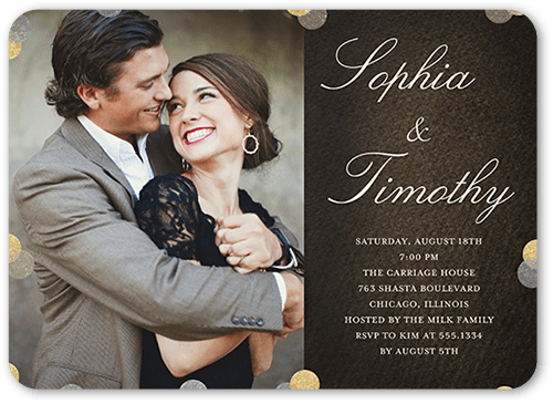 Splendid Union Engagement Party Invitation, Brown, 5x7 Flat, Pearl Shimmer Cardstock, Rounded