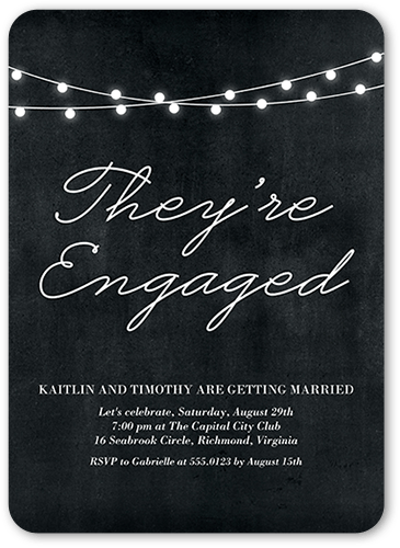 Luminous Engagement Engagement Party Invitation, Black, 5x7 Flat, Matte, Signature Smooth Cardstock, Rounded