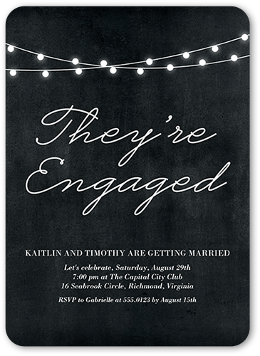 Luminous Engagement Engagement Party Invitation, Black, 5x7 Flat, Standard Smooth Cardstock, Rounded