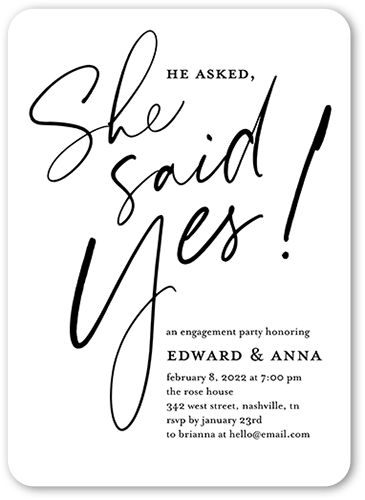 All Yes Engagement Party Invitation, Rounded Corners