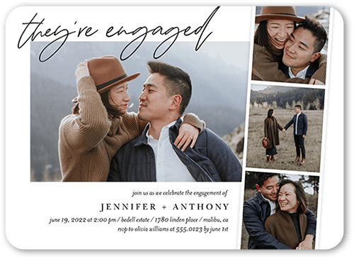 Chosen Filmstrip Engagement Party Invitation, White, 5x7 Flat, Pearl Shimmer Cardstock, Rounded