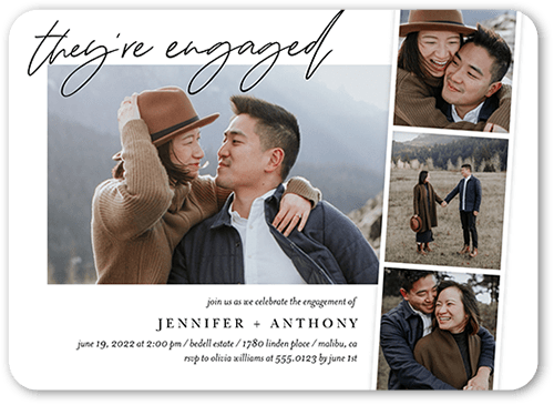 Chosen Filmstrip Engagement Party Invitation, White, 5x7 Flat, 100% Recycled Cardstock ?, Rounded