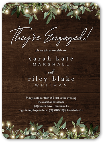 Little Lights Engagement Party Invitation, Brown, 5x7 Flat, Standard Smooth Cardstock, Rounded