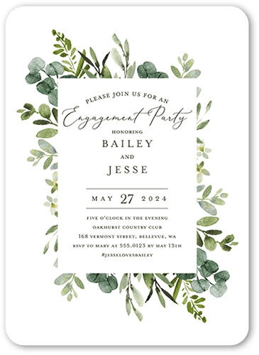 Soft Sprouts Engagement Party Invitation, White, 5x7, Matte, Signature Smooth Cardstock, Rounded