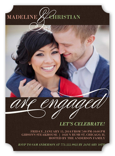 We Are Engaged Engagement Party Invitation, Brown, Matte, Signature Smooth Cardstock, Ticket