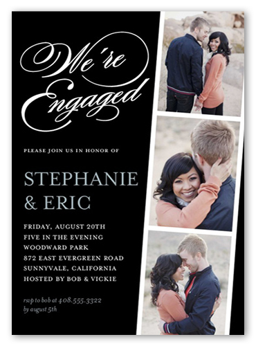 Linked For Life Engagement Party Invitation, Black, Luxe Double-Thick Cardstock, Square, Black