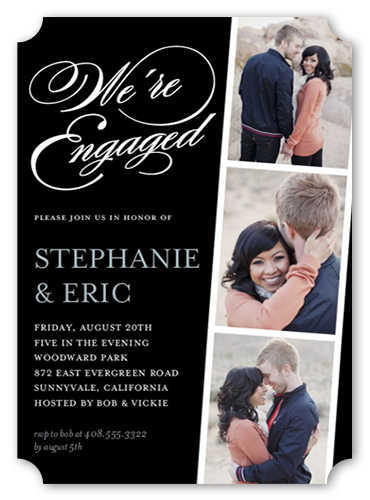 Linked For Life Engagement Party Invitation, Black, Pearl Shimmer Cardstock, Ticket