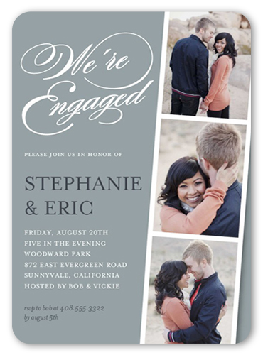 Linked For Life Engagement Party Invitation, Grey, Matte, Signature Smooth Cardstock, Rounded
