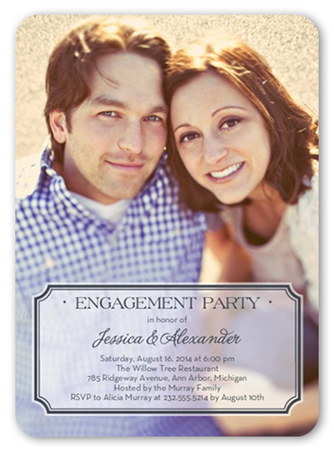 Stylish Affair Engagement Party Invitation, White, 100% Recycled Cardstock ?, Rounded