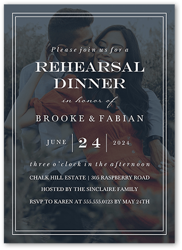 Classic Simple Script Rehearsal Dinner Invitation, Black, 5x7 Flat, Matte, Signature Smooth Cardstock, Square, Silhouette