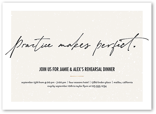 Inked Rehearsal Rehearsal Dinner Invitation, White, 5x7 Flat, Pearl Shimmer Cardstock, Square, White