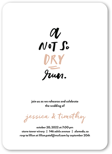 Not So Dry Rehearsal Dinner Invitation, Pink, 5x7 Flat, Standard Smooth Cardstock, Rounded