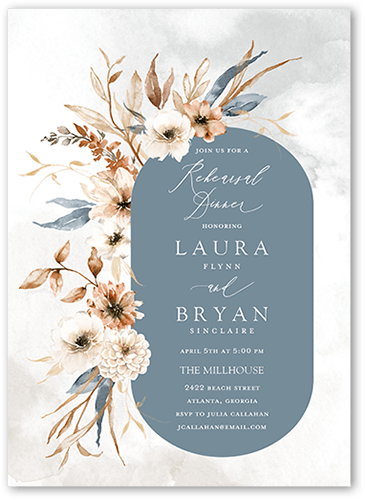 Wild Botanic Rehearsal Dinner Invitation, Grey, 5x7 Flat, 100% Recycled Cardstock , Square