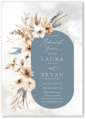 Wild Botanic Rehearsal Dinner Invitation, Grey, 5x7 Flat, Standard Smooth Cardstock, Square