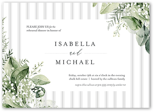 Lovely Lush Rehearsal Dinner Invitation, White, 5x7 Flat, Matte, Signature Smooth Cardstock, Square
