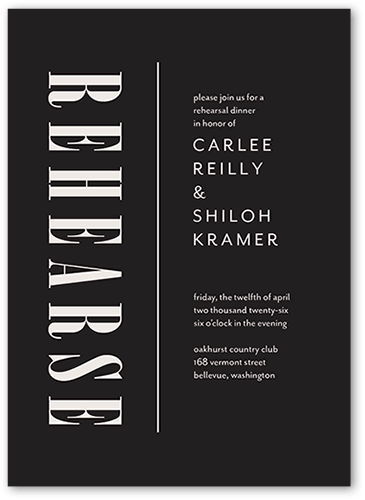 Fanciful Flair Rehearsal Dinner Invitation, Grey, 5x7 Flat, Matte, Signature Smooth Cardstock, Square, Charcoal