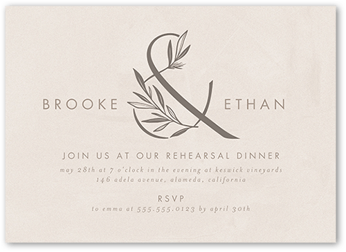 Splendid Spruce Rehearsal Dinner Invitation, Beige, 5x7 Flat, Matte, Signature Smooth Cardstock, Square