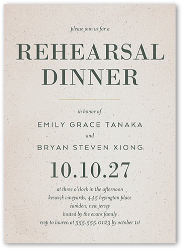 Captivating Couple Rehearsal Dinner Invitation, Beige, 5x7 Flat, 100% Recycled Cardstock , Square