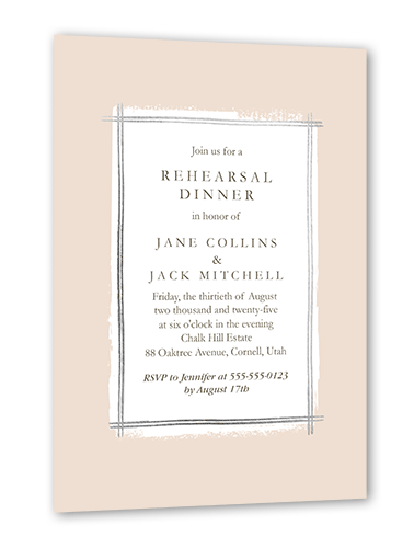 Glistening Gathering Rehearsal Dinner Invitation, Pink, Silver Foil, 5x7 Flat, Matte, Signature Smooth Cardstock, Square