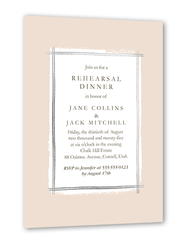 Glistening Gathering Rehearsal Dinner Invitation, Pink, Silver Foil, 5x7 Flat, Luxe Double-Thick Cardstock, Square