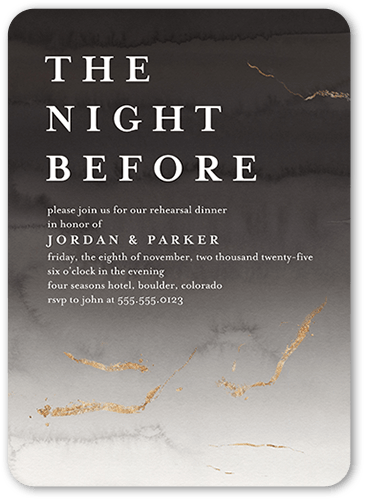 Weathered Wash Rehearsal Dinner Invitation, Gray, 5x7 Flat, Standard Smooth Cardstock, Rounded, Gray