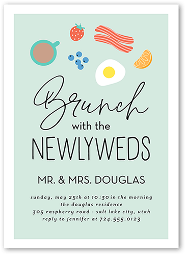 Blissful Brunch Rehearsal Dinner Invitation, Green, 5x7 Flat, Matte, Signature Smooth Cardstock, Square, Sage