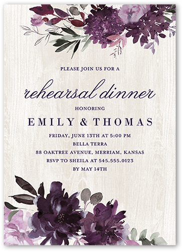 Purple Rehearsal Dinner Invitation