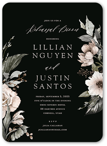 Black Tie Affair Rehearsal Dinner Invitation, Black, 5x7 Flat, Standard Smooth Cardstock, Rounded