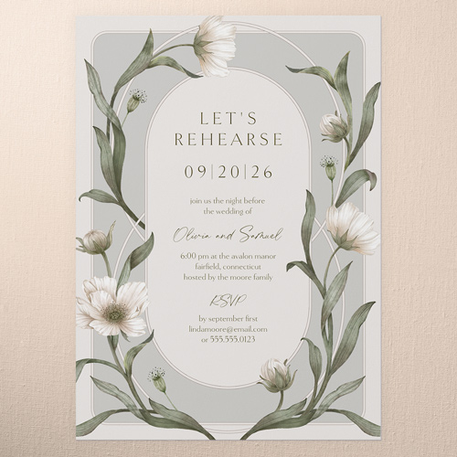 Enveloping Perennial Rehearsal Dinner Invitation, Gray, 5x7 Flat, Pearl Shimmer Cardstock, Square, Gray