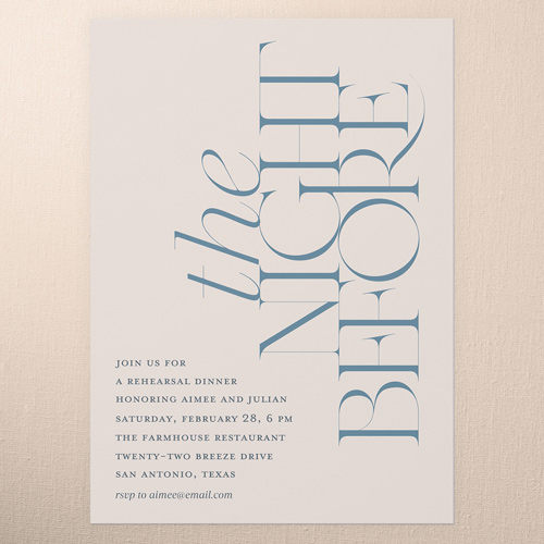 Simple Serenity Rehearsal Dinner Invitation, Beige, 5x7 Flat, 100% Recycled Cardstock , Square, Antique White