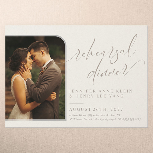 Classic Beauty Rehearsal Dinner Invitation, Beige, 5x7 Flat, Standard Smooth Cardstock, Square