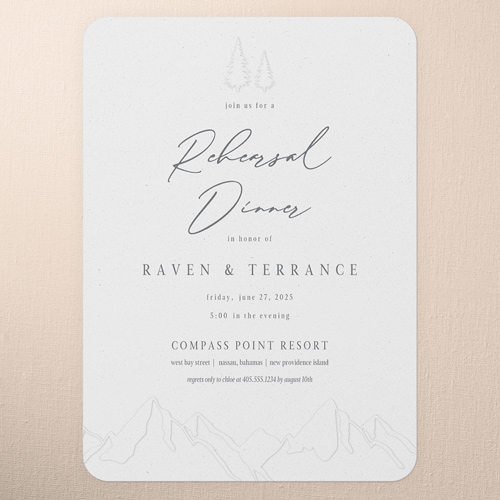 Regional Icons Rehearsal Dinner Invitation, White, 5x7 Flat, Pearl Shimmer Cardstock, Rounded