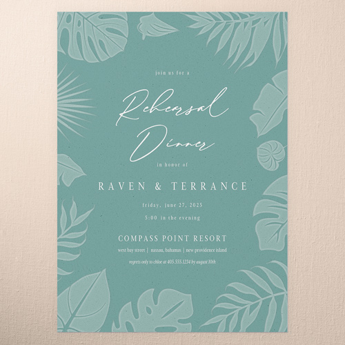Regional Icons Rehearsal Dinner Invitation, Green, 5x7 Flat, Standard Smooth Cardstock, Square, Leafy