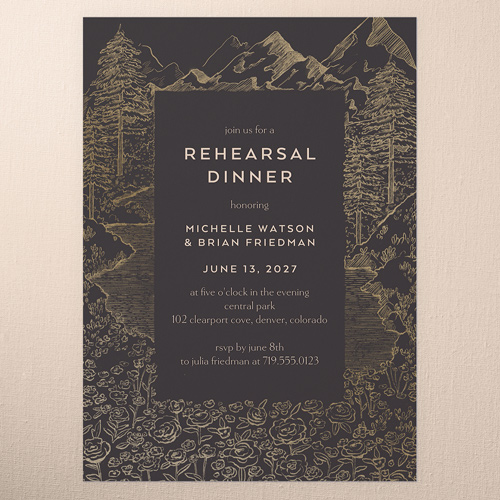 Alpine Affection Rehearsal Dinner Invitation, Gray, 5x7 Flat, Write Your Own Greeting, Standard Smooth Cardstock, Square, Gray