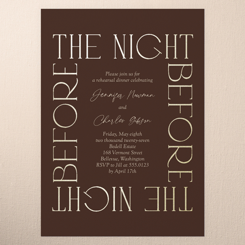 Romantic Gleam Rehearsal Dinner Invitation, Red, Gold Foil, 5x7 Flat, Pearl Shimmer Cardstock, Square