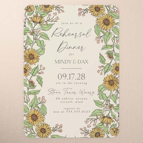 Sunflower Scenery Rehearsal Dinner Invitation, Beige, 5x7 Flat, Write Your Own Greeting, Matte, Signature Smooth Cardstock, Rounded