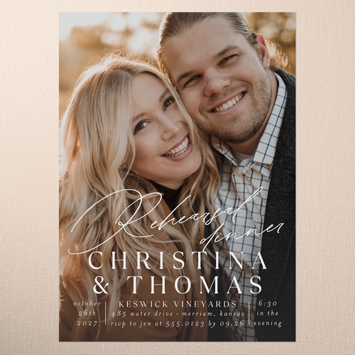 Timeless Typeface Rehearsal Dinner Invitation, White, none, 5x7 Flat, Standard Smooth Cardstock, Square, White