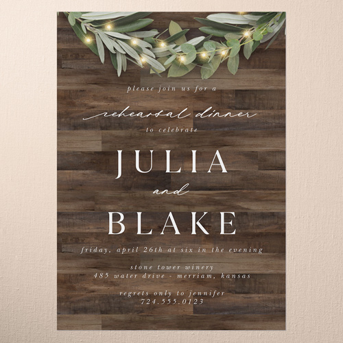 Wooden Wonders Rehearsal Dinner Invitation, Brown, 5x7 Flat, Matte, Signature Smooth Cardstock, Square
