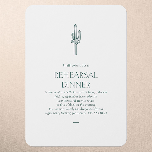 Editable Icon Rehearsal Dinner Invitation, Green, 5x7 Flat, Write Your Own Greeting, Standard Smooth Cardstock, Rounded