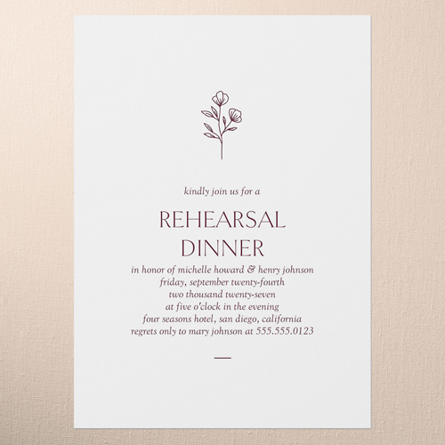 Editable Icon Rehearsal Dinner Invitation, Purple, 5x7 Flat, Write Your Own Greeting, 100% Recycled Cardstock , Square