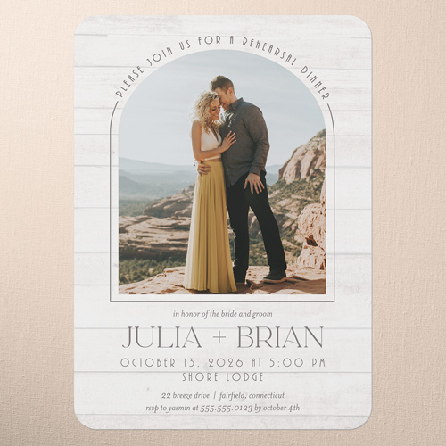 Timber Ties Rehearsal Dinner Invitation, White, 5x7 Flat, Matte, Signature Smooth Cardstock, Rounded, White